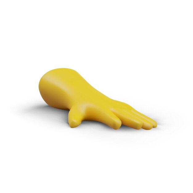 Guante de borracha amarelo realista está deitado acessório de proteção de borracha para limpeza