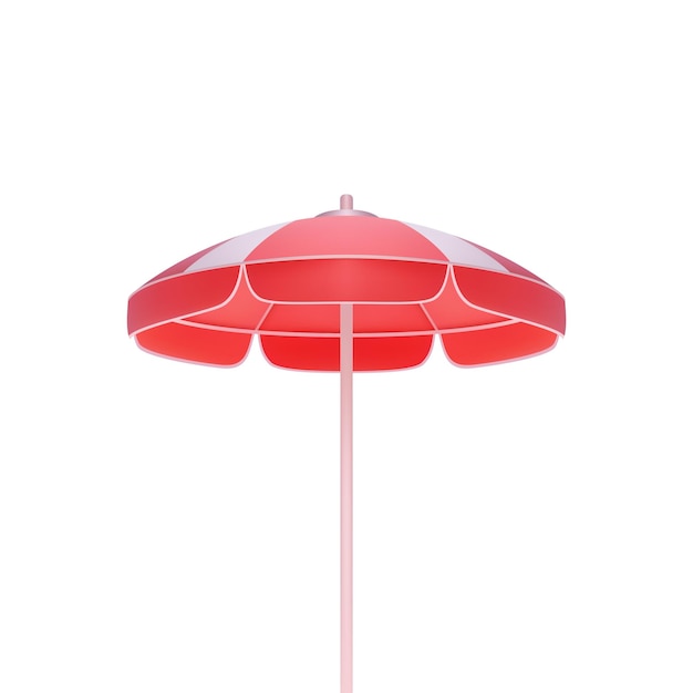 guarda-chuva de praia vermelha guarda-chuvas abertas em palito para férias de verão proteção solar ícone 3D vetor realista