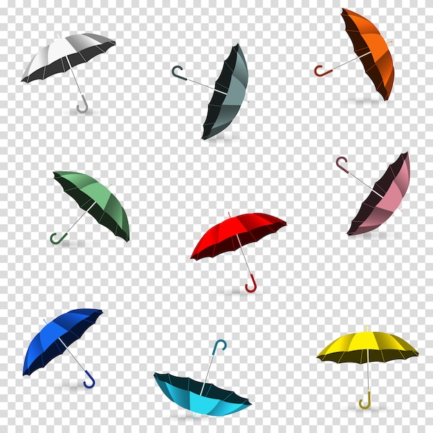 Guarda-chuvas coloridas em transparente