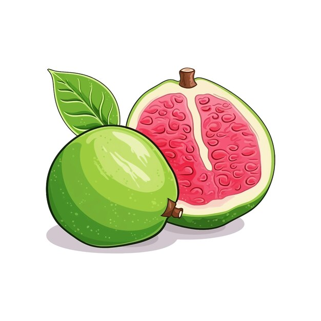 Vetor guava desenhada à mão vector desenho animado isolado fundo branco
