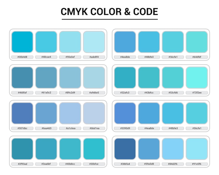 Vetor guia de cores azul pastel paleta com nomes de cores paleta de cores tendência de moda paleta de cor pantone
