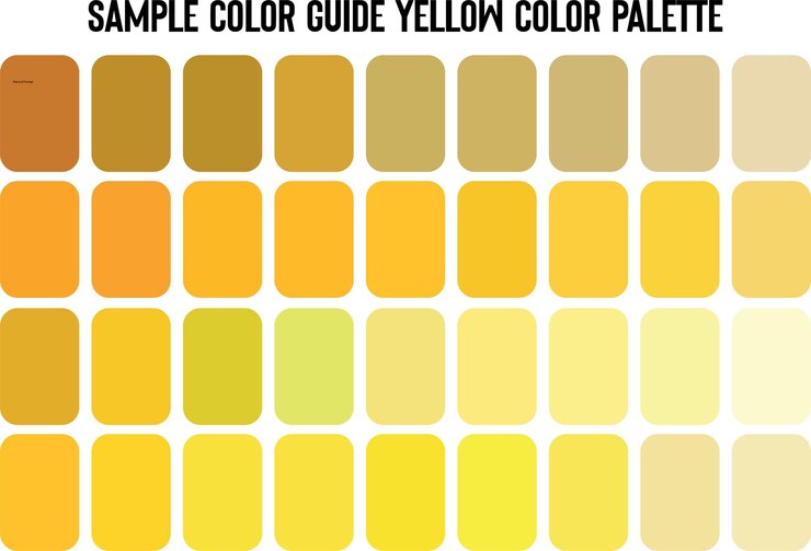 Vetor guia de cores de amostra exemplos de paleta de cores amarelas de cores de tendência guia de cores de amostra ou cor rgb