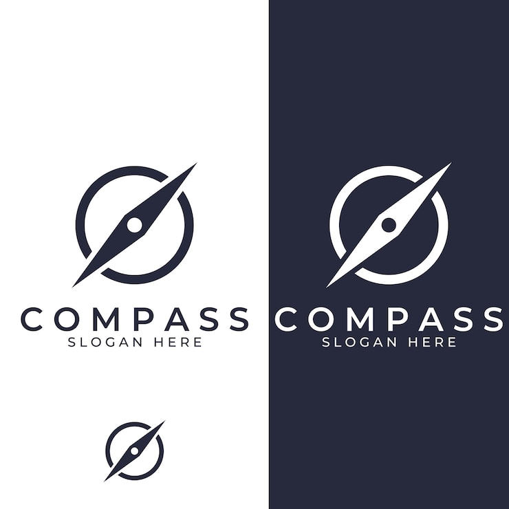 Vetor guia direcional de logotipo de bússola ou modelo de ilustração vetorial de ícone de logotipo de bússola pandom