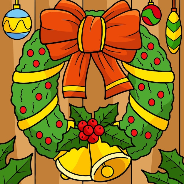 Clipart colorido de desenho de sino de natal