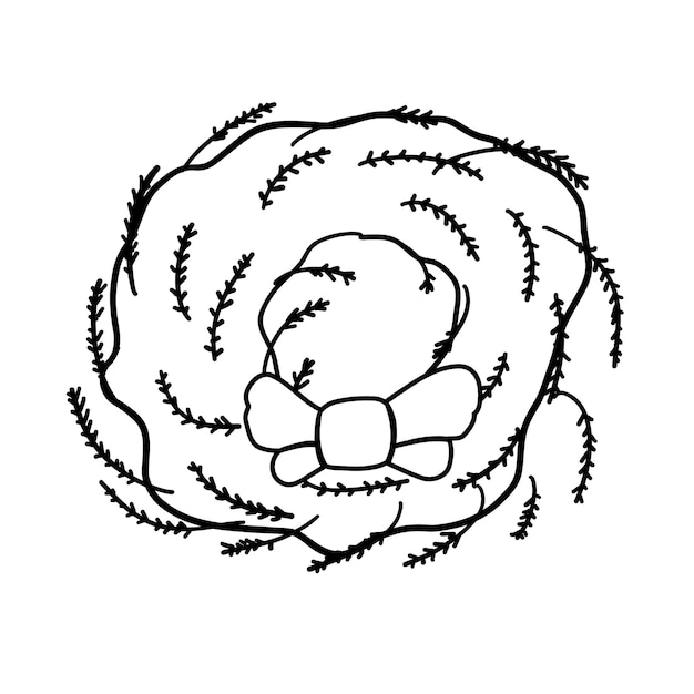 Guirlanda de Natal em contorno estilo doodle decoração de Natal