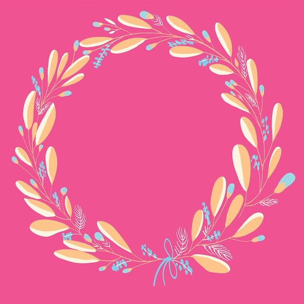 Vetor guirlanda floral rosa para cartão de cumprimentos