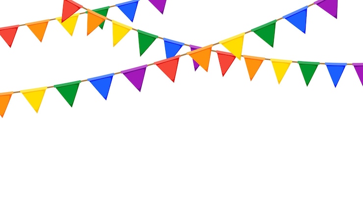 Vetor guirlanda lgbt. corrente de galhardetes de cores do arco-íris. decoração de bandeirinhas para festa. bandeiras de celebração do triângulo