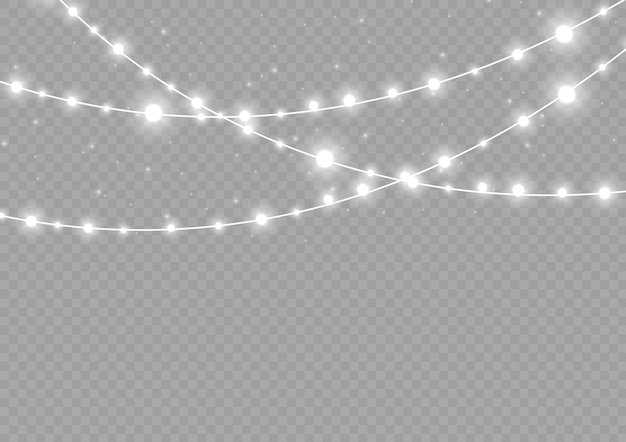Guirlandas de ano novo de natal lâmpada de neon led lâmpadas brancas brilhantes em cordas de arame vetor