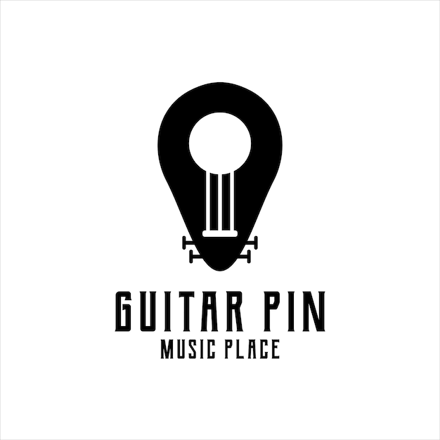 Guitar place logo ilustração vintage retrô