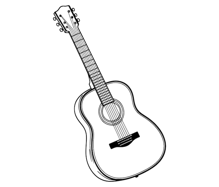 Vetor guitarra acústica isolada em ícone de guitarra branca ilustração vetorial