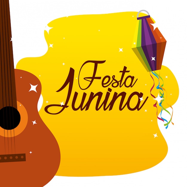 Guitarra com lanterna para festa junina celebration