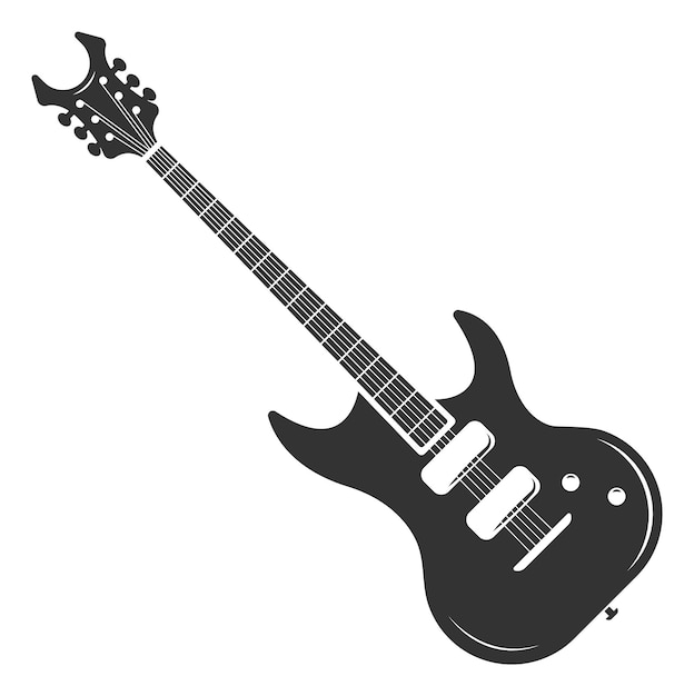 Guitarra elétrica. emblema de música rock preto. sinal de banda