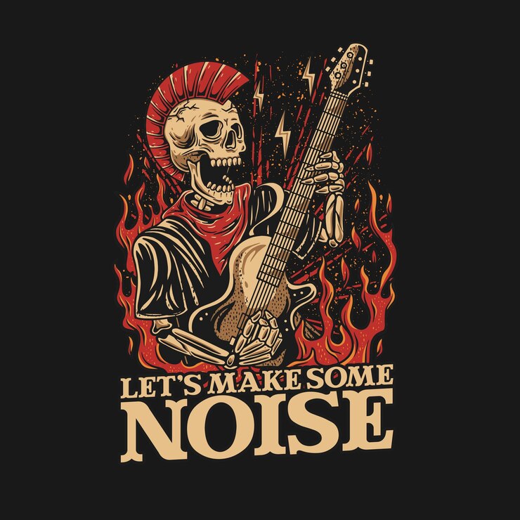 guitarrista em grande estilo com ilustração de logotipo de vetor de citações