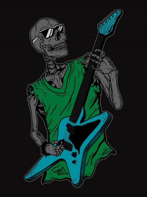Vetor guitarrista esqueleto