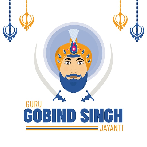 Vetor guru gobind singh ji para feliz gurupurab