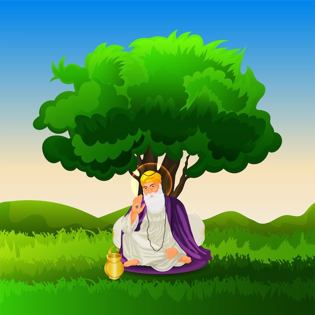 Guru Nanak jayanti Sikh primeiro guru Guru nanak dev ji ilustração da celebração do nascimento