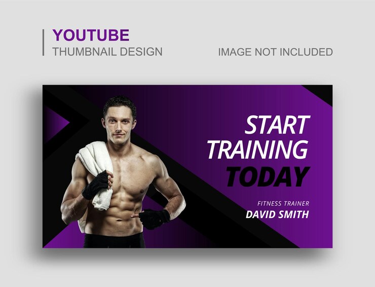 Vetor gym fitness youtube video thumbnail e web banner template