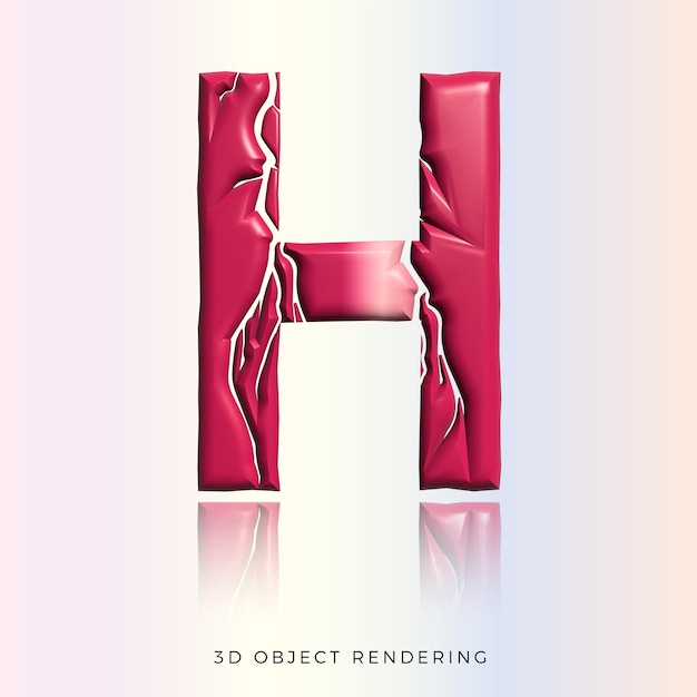 H 3d letra h é mostrada em um fundo rosa e branco