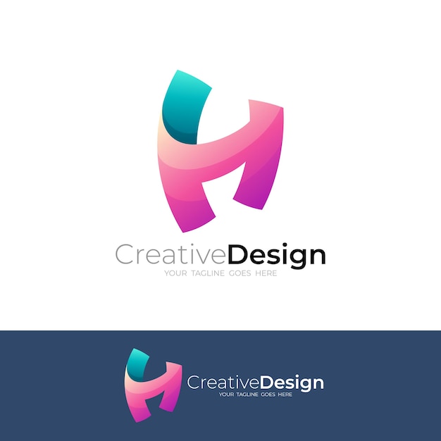 H ícones letra H logotipo colorido ícone de negócios vetor 3d