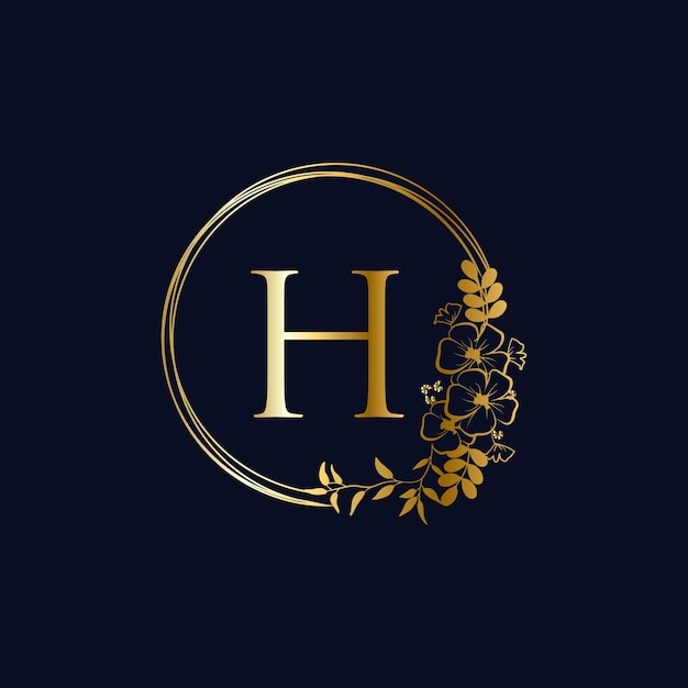 Vetor h logotipo inicial modelo de vetor de logotipo de círculo de casamento