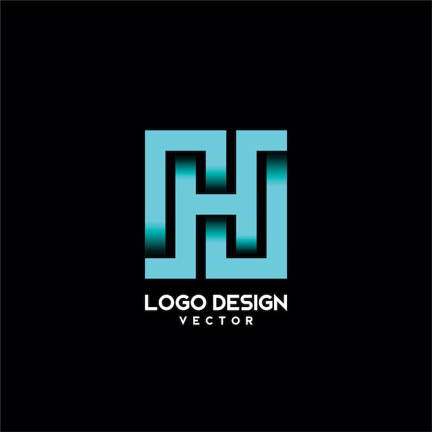 H symbol typography logo design vector