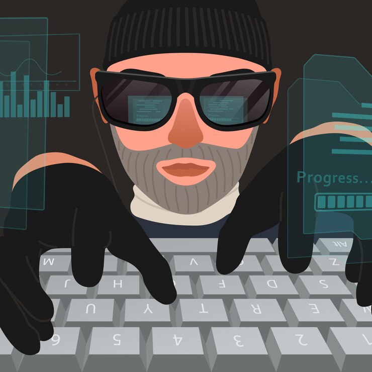 Vetor hacker ataca sistema de computador