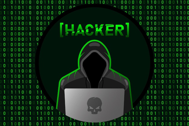 Hacker com computador portátil roubando dados confidenciais informações pessoais cartão de crédito