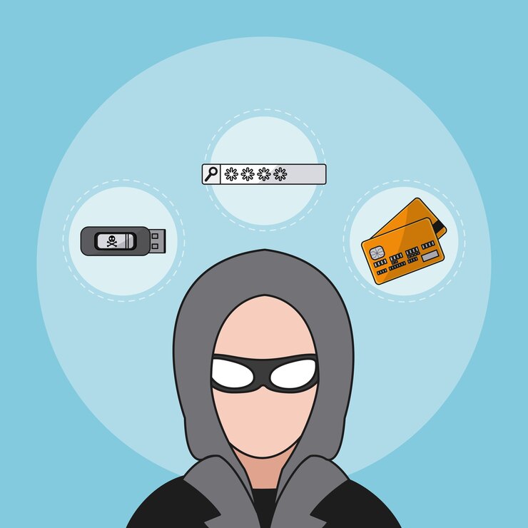 Vetor hacker com segurança rodada símbolos vetoriais ilustração design gráfico