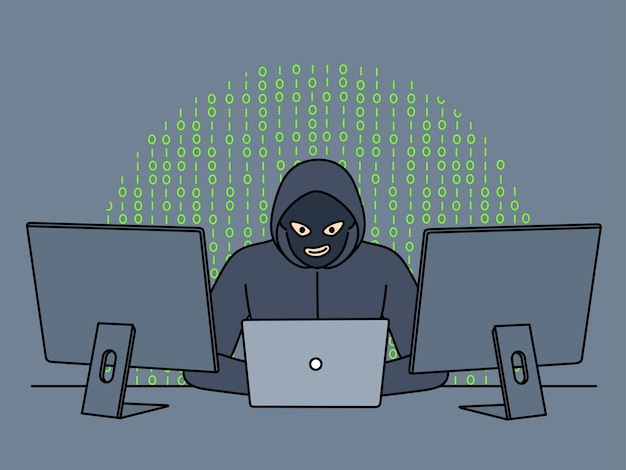 Hacker masculino rouba informações de computadores