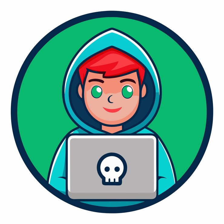 Vetor hacker operando um laptop ícone de desenho animado tecnologia de ilustração conceito de ícone isolado desenho animado plano