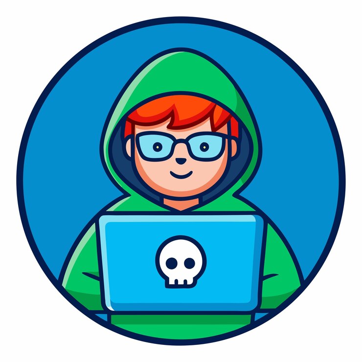 Vetor hacker operando um laptop ícone de desenho animado tecnologia de ilustração conceito de ícone isolado desenho animado plano