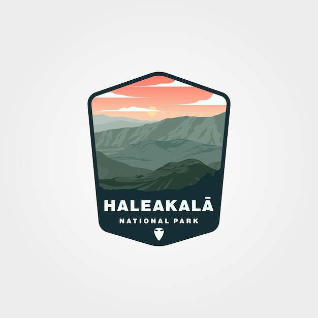 Halekala parque nacional logotipo vetor símbolo ilustração design estados unidos adesivo patch design