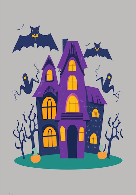 Halloween casa assombrada design vetorial 2d