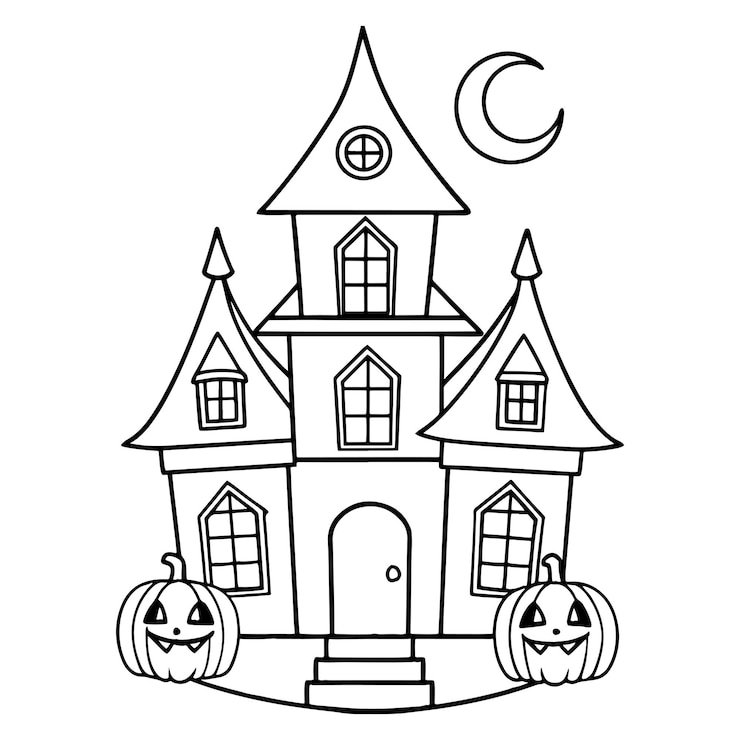 Halloween Casa Assombrada página de colorir