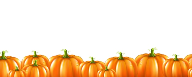 Vetor halloween com borda de abóboras laranja com ilustração vetorial de malha gradiente