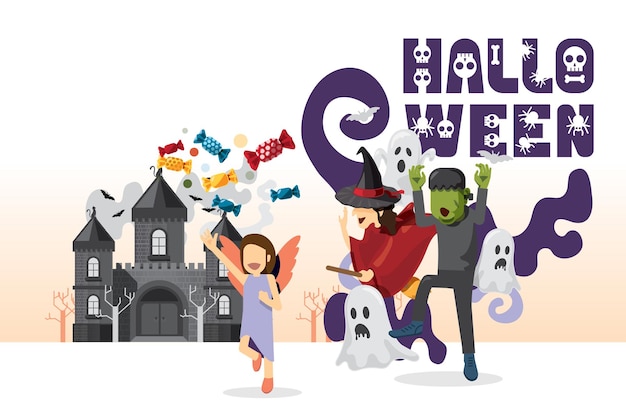 Halloween com crânio assustador e ilustração de horror design para celebração de festa de férias vetor de design