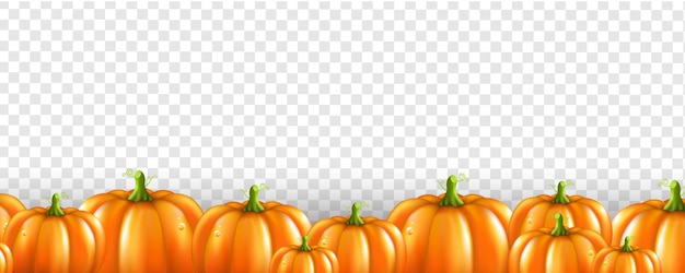 Vetor halloween com fundo transparente de borda de abóboras laranja com ilustração vetorial de malha gradiente