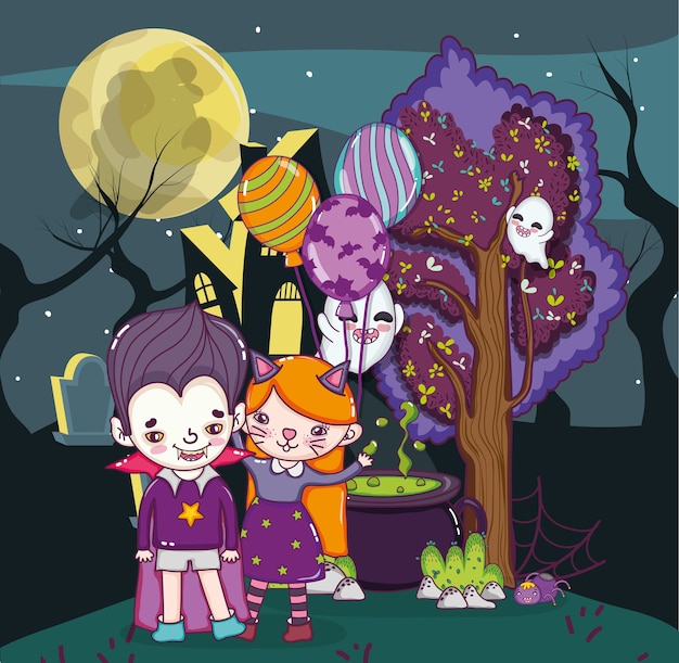 Halloween crianças desenhos animados