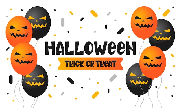Halloween em 31 de outubro Doçura ou travessura Cara assustadora abóbora morcegos balões de ar outono outono