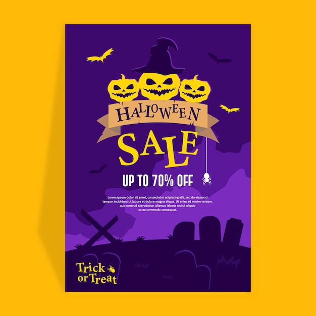 Halloween flat design banner potrait tamplate