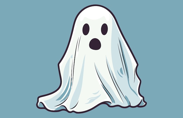 Vetor halloween folha branca fantasma vetor ilustração plana vetor elemento de halloween