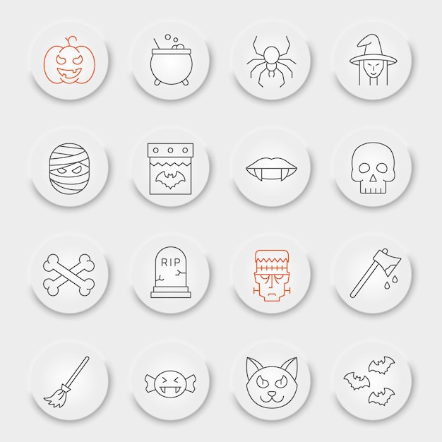 Halloween line icon set