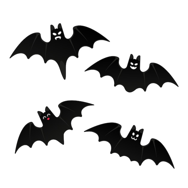 Vetor halloween morcegos voadores com ilustração em vetor design estilo plano rosto assustador