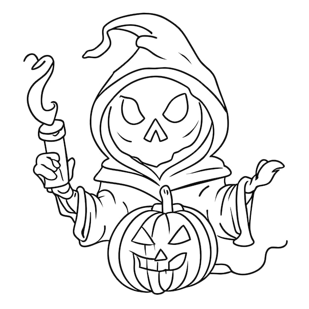 Vetor halloween, o dia mais assustador do ano, desenhado à mão, adesivo de desenho animado, ícone, conceito, ilustração isolada
