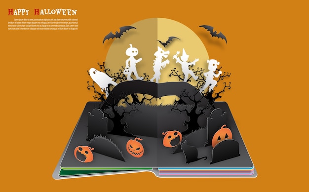 Halloween pop-up livro de vetor.