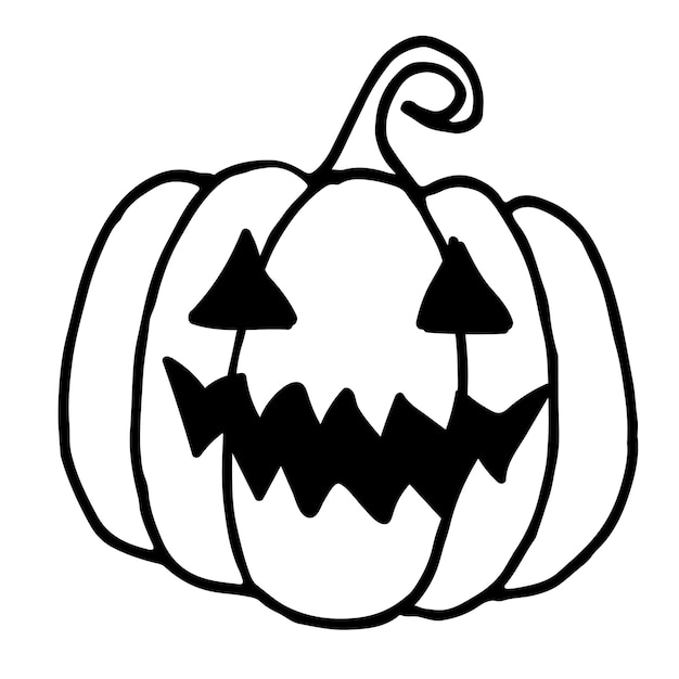 Halloween Pumpkin Doodle uma ilustração vetorial desenhada à mão de uma abóbora de Halloween