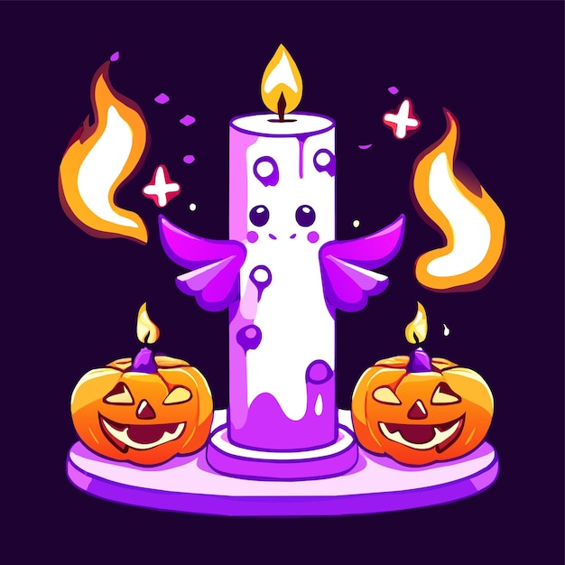 Vetor halloween yankee candle party desenhado à mão plano elegante adesivo de desenho animado conceito de ícone isolado