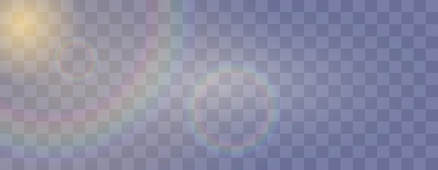 Halos de luz coloridos Flares suaves de lentes de arco-íris com fundo transparente Reflexões circulares sutis em cores pastel