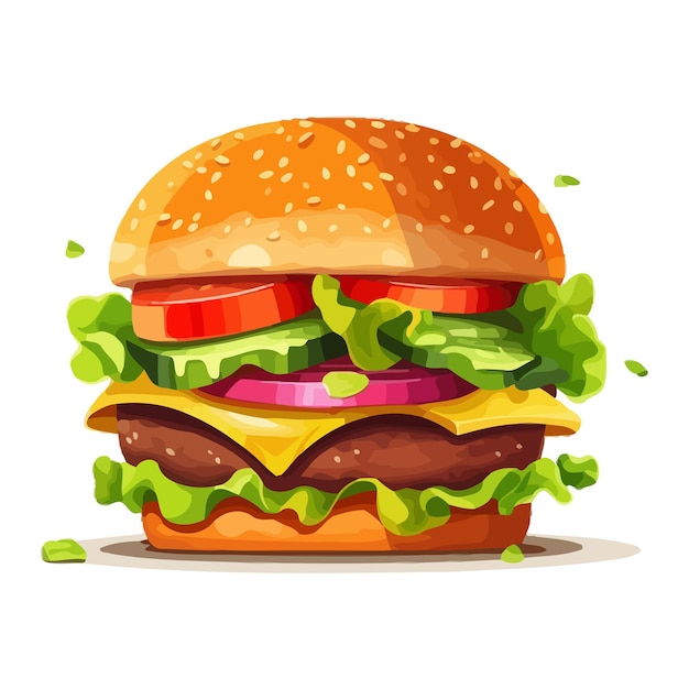 Vetor hambúrguer bonito imagem de um cheeseburger hambúrguer apetitoso em estilo simples