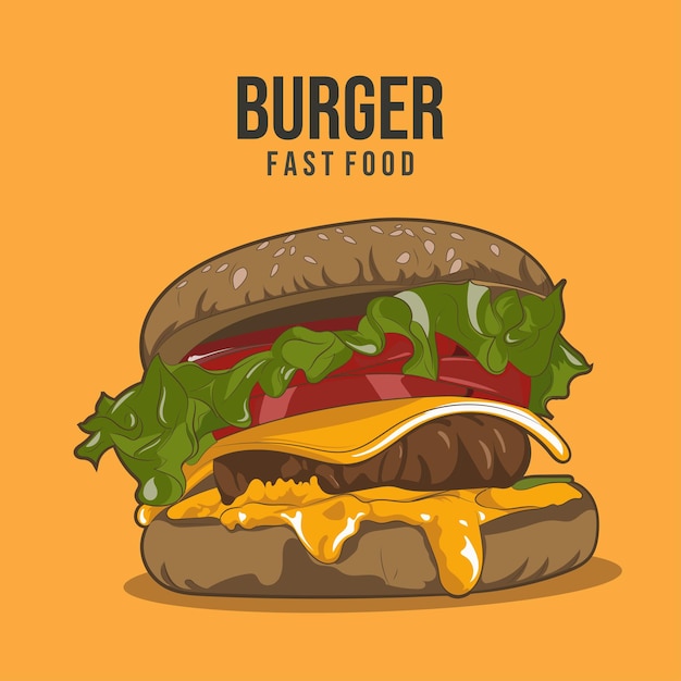 Hambúrguer de desenho vetorial de fast food